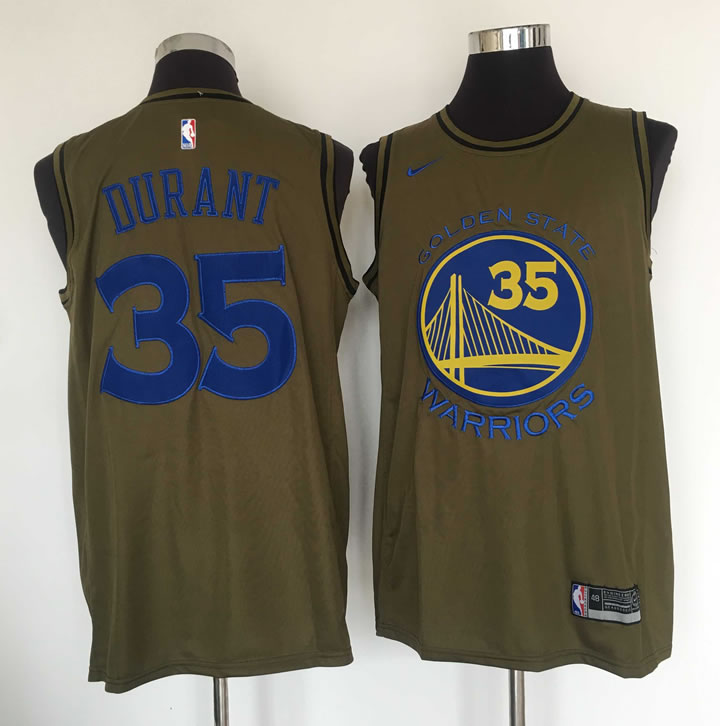 Warriors 35 Kevin Durant Olive Nike Swingman Stitched NBA Jersey